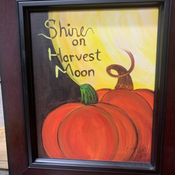 "Shine On Harvest Moon" Hand-Painted Pumpkin Canvas Painting - Picture 3 of 5